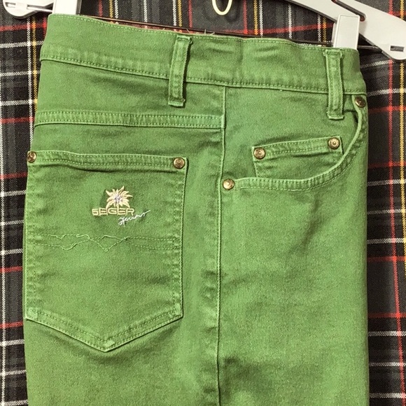 Geiger Denim - Vintage 90s GEIGER Collections Green Straight Leg High Rise Waist 32 Zip Front